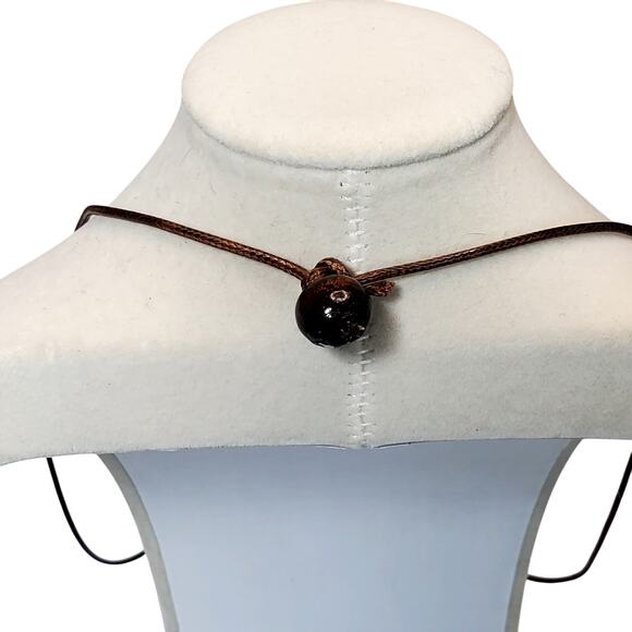 Round Thin Hammered Brass Copper Wire Wrapped Large Pendant 26" Unsigned - Picture 4 of 6